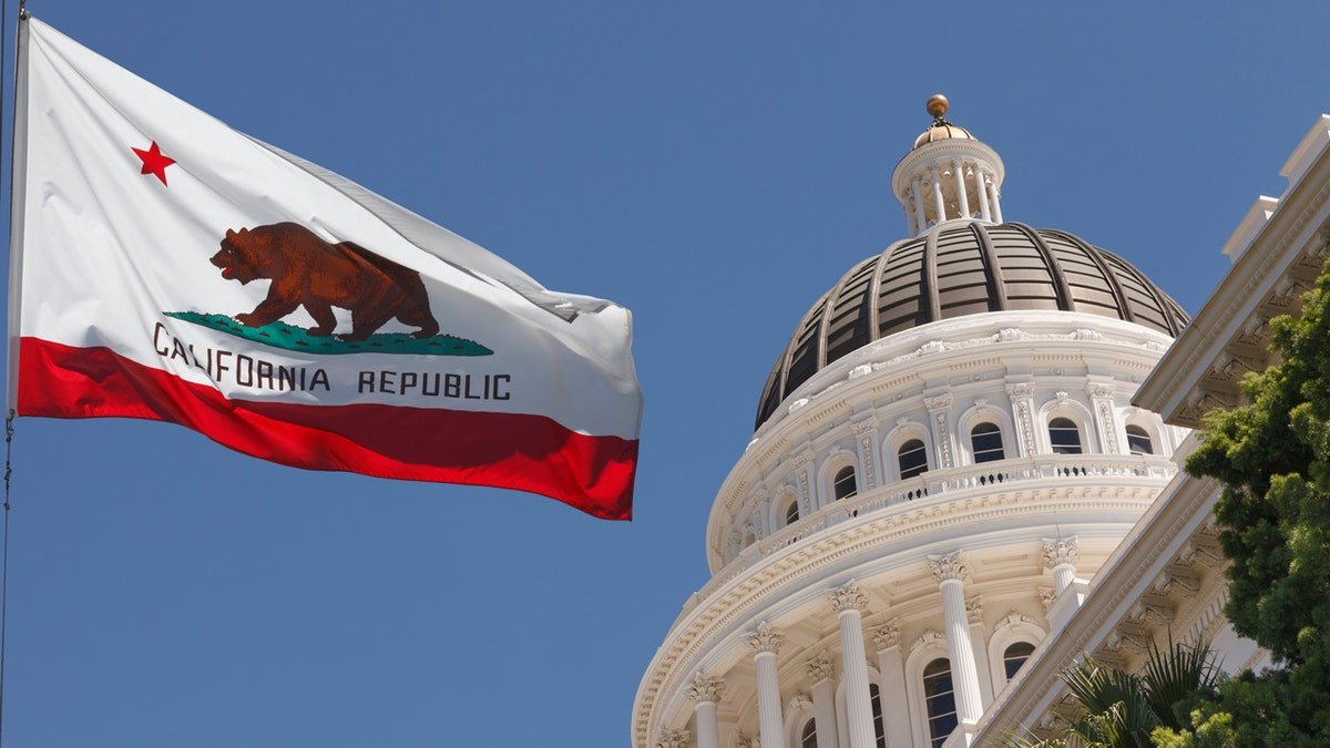 California flag flying outside the state Capitol