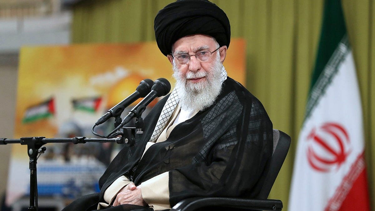 The Iranian supreme leader Ayat Allah Ali Khawni speaks in Tehran