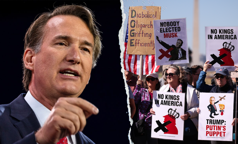 1742845915 Youngkin dodges anti DOGE protesters outside Virginia church.png