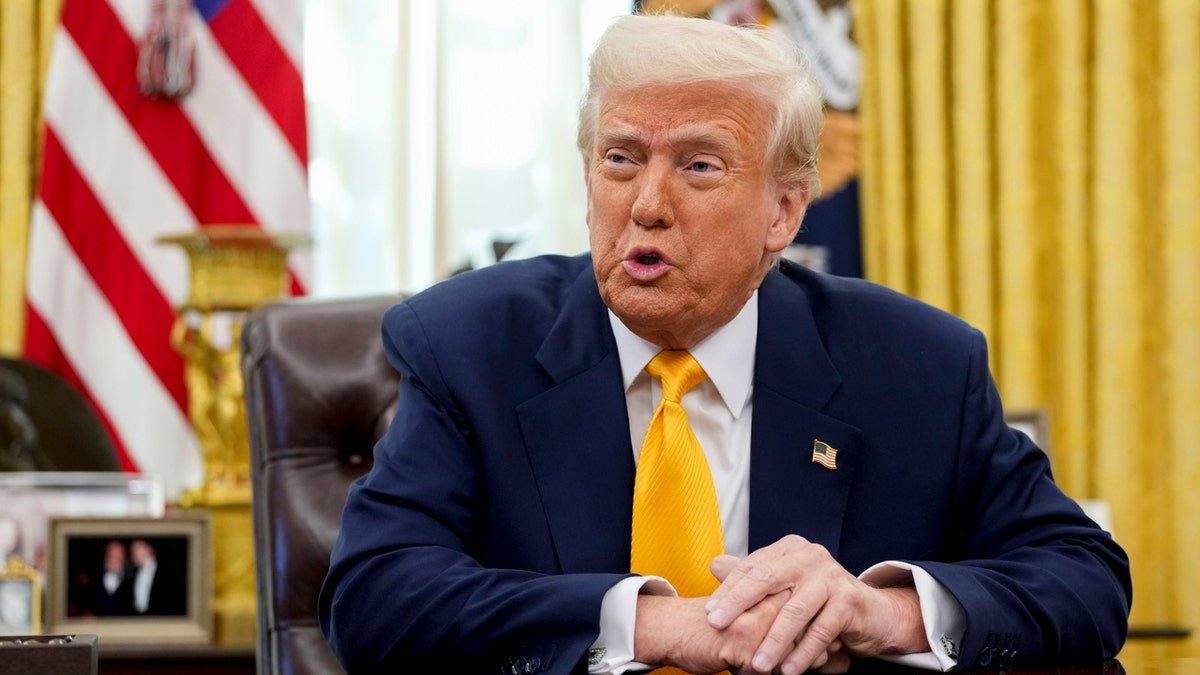 Donald Trump Closeup shot seated in an oval office