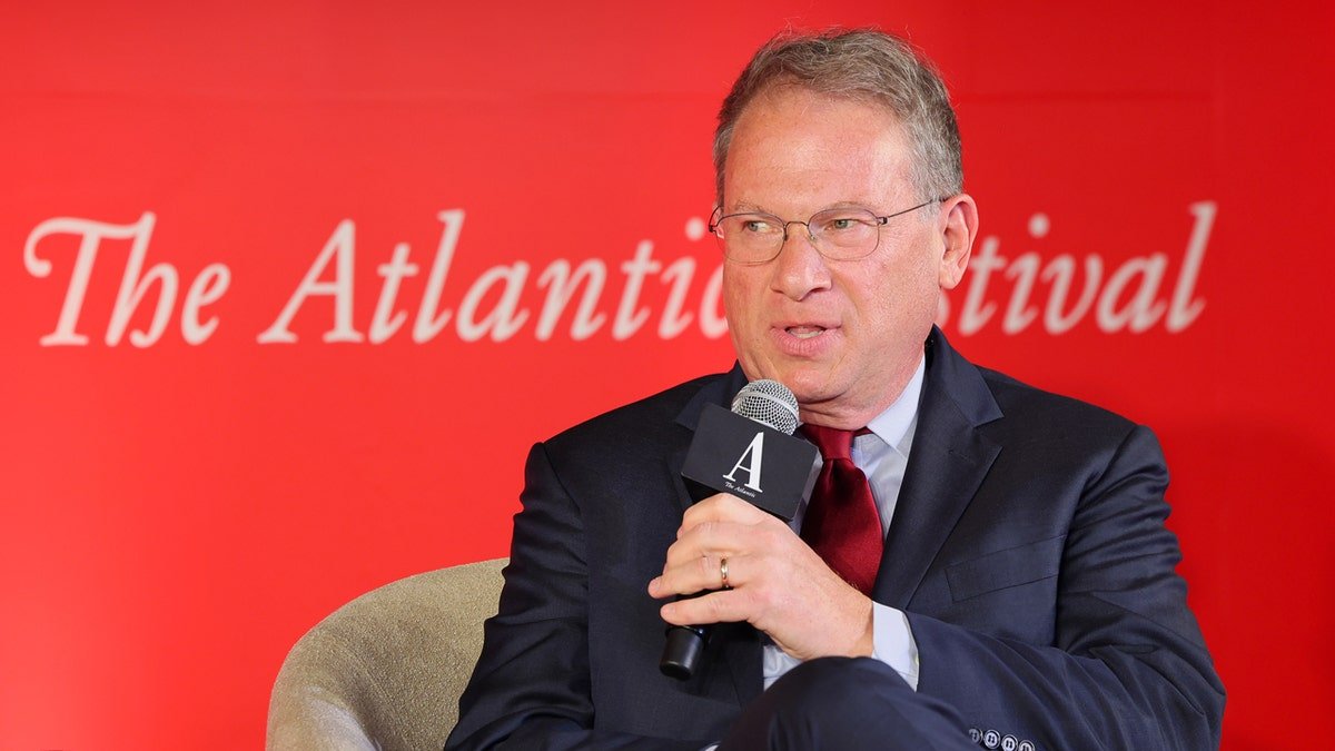 Jeffrey Goldberg holds the microphone at the Atlantic event