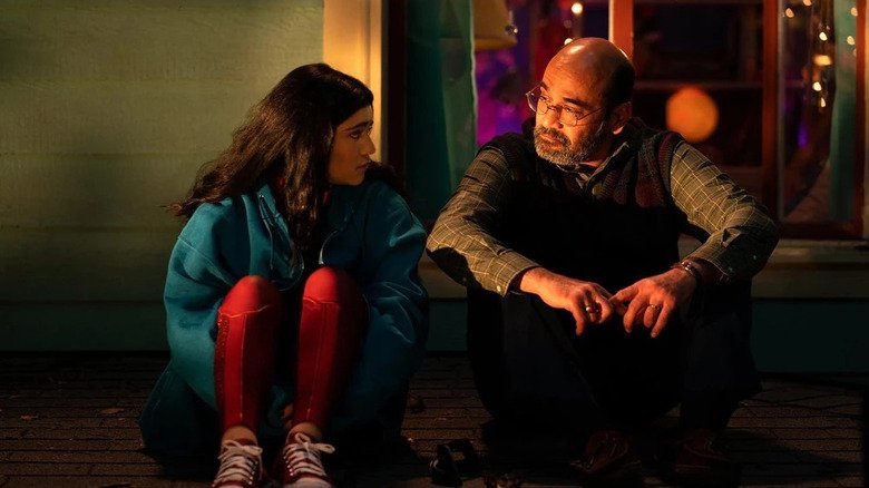 Kamala Khan, from Iman Villani and Muhan Kapoor Youssef Khan, sitting on a roof on Mrs. Marvel