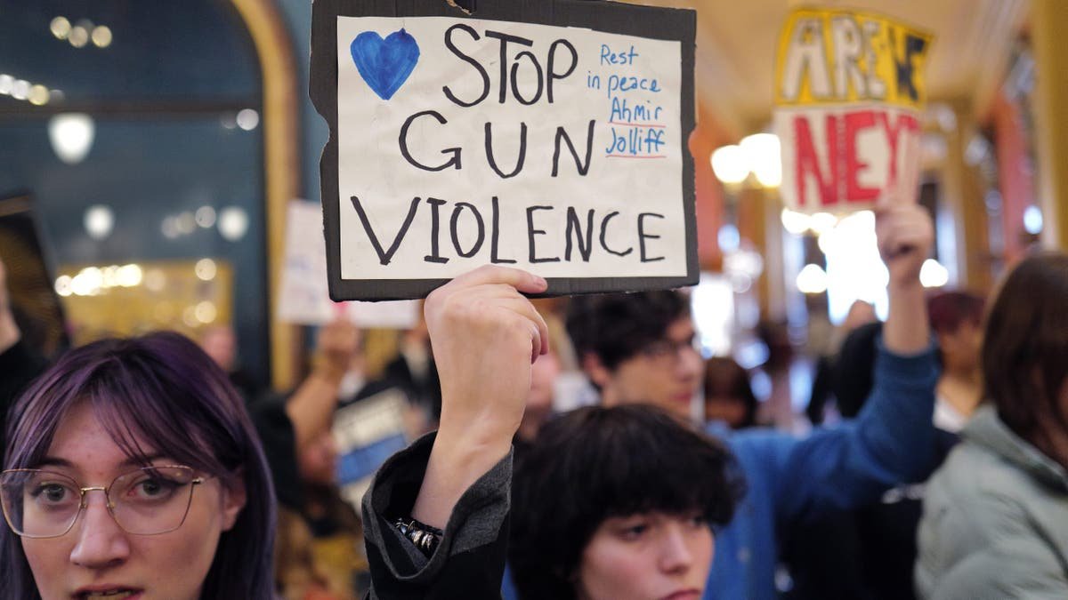 Students appear to strive the most stringent weapons legislation as part of a march for our lives in the Capitol Building in Iowa DVD on January 8, 2024.