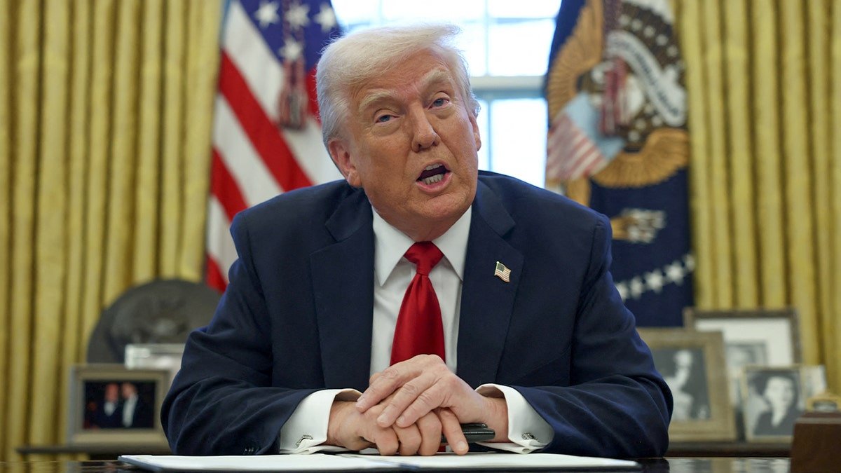 Trump in an iron office in an oval office