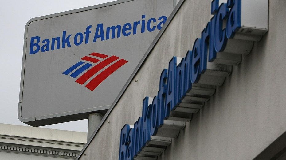 In front of the Bank of America building