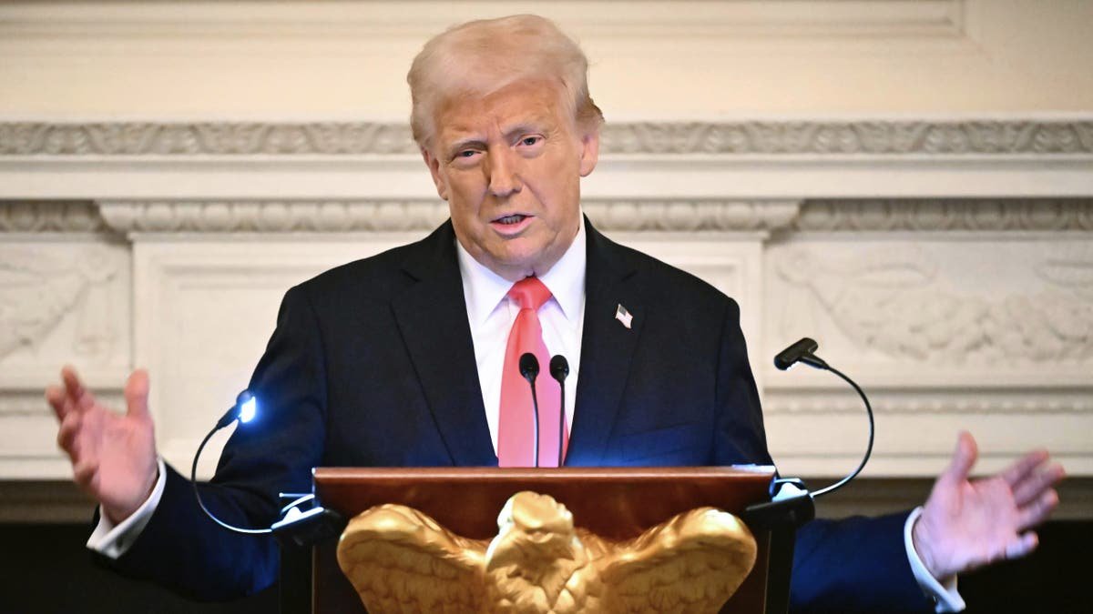 President Donald Trump at the White House in Washington speak on Thursday, March 27, 2025. (Baleso via AP)
