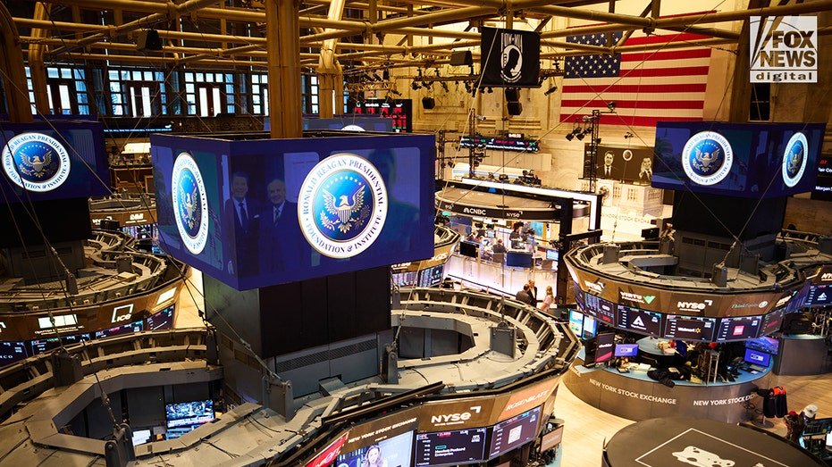 The fortieth anniversary of President Ronald Reagan ring the opening bell on the New York Stock Exchange