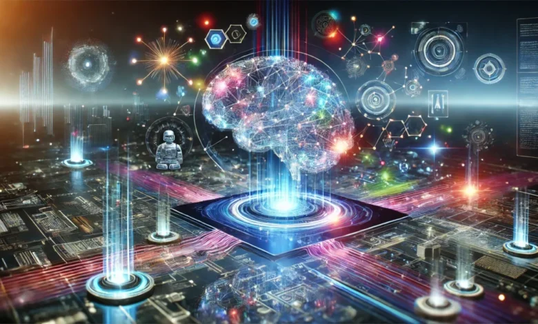 DALL·E 2025 03 16 14.23.42 A futuristic high tech scene illustrating advanced artificial intelligenc.webp