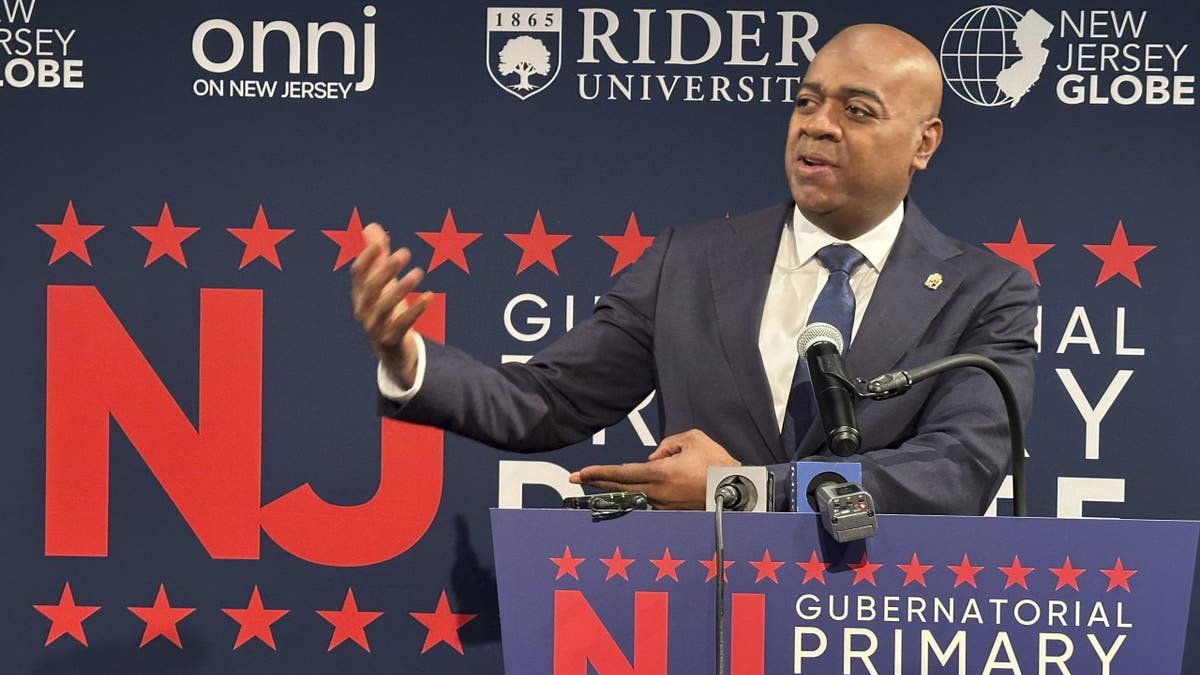 The Nark Mayor Ras Barka is speaking after the debate of the Governor of Democrats at Rider University in Lawrenceville, New Jersey, on February 2, 2025.