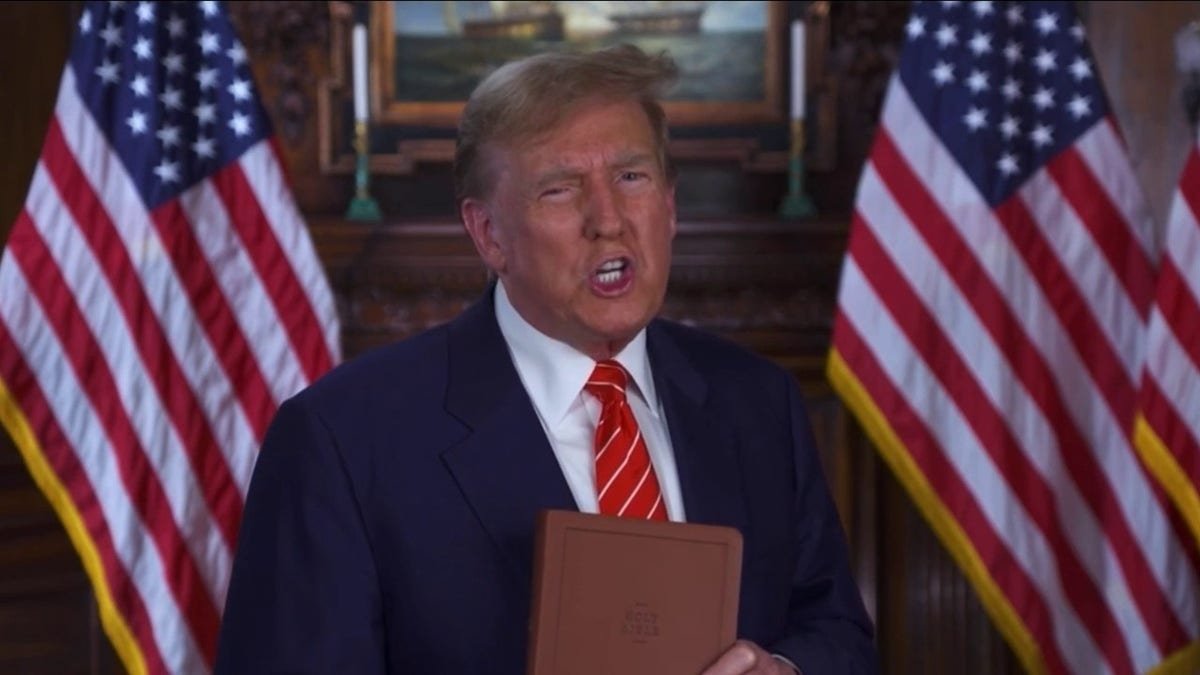 A video of the new Bible that the former president sells