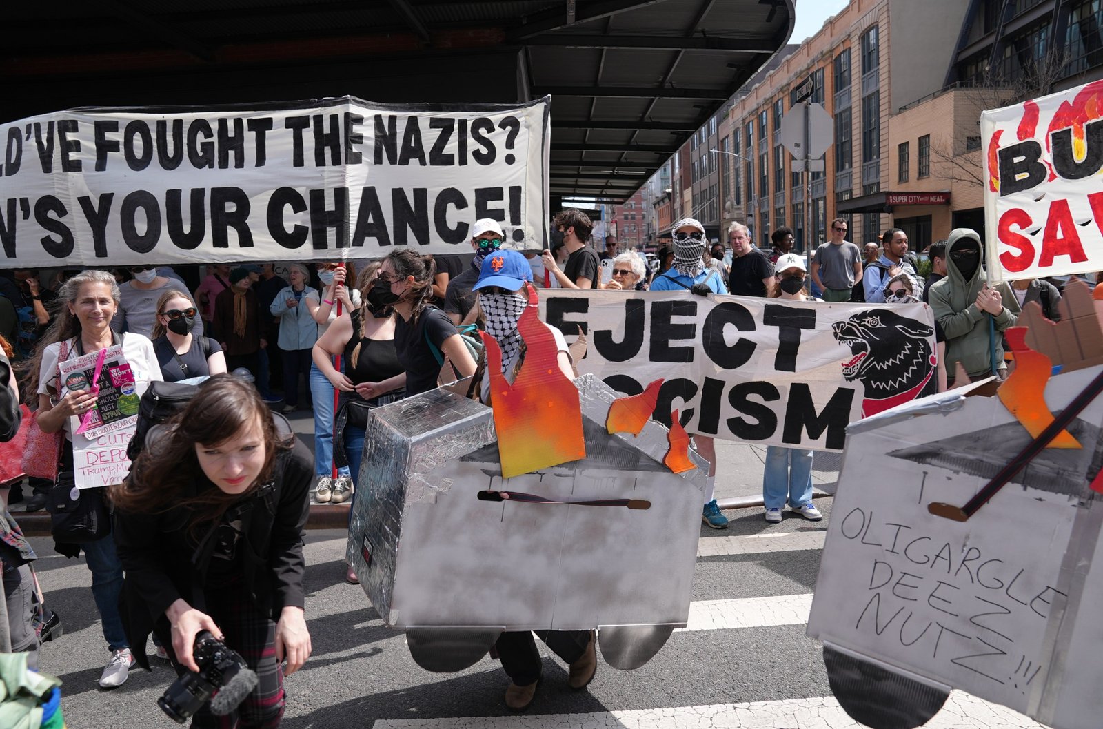 A protest in the meat packing area in New York City.
