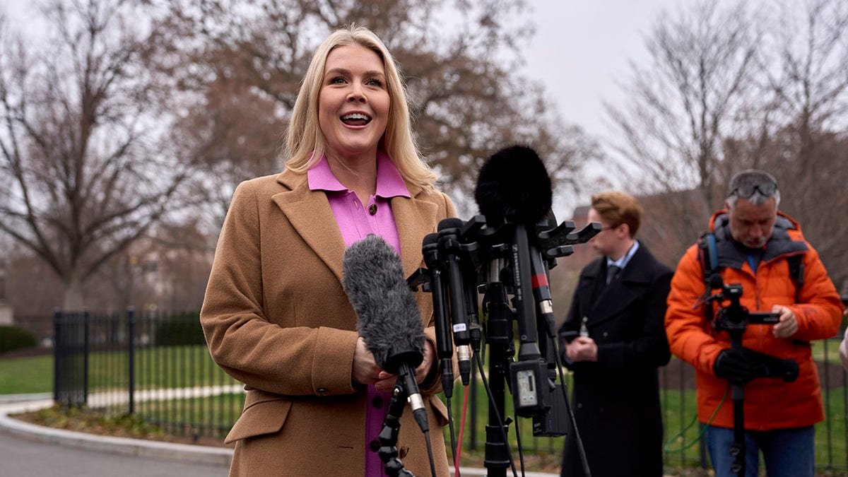 Levitt speaks with correspondents outside the White House