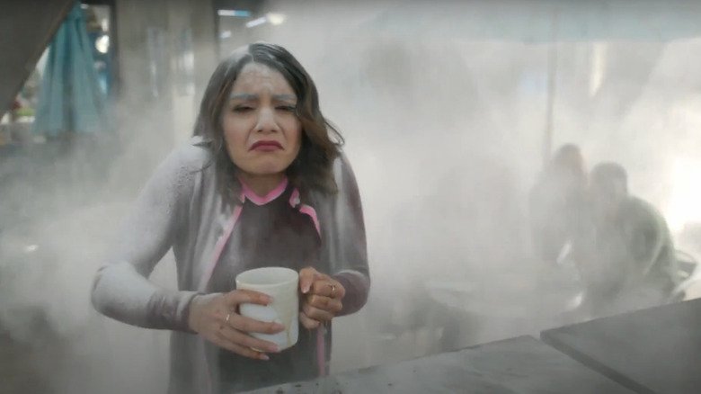 Emily Locke from Vanessa Hodgens is covered with cement dust in helpless