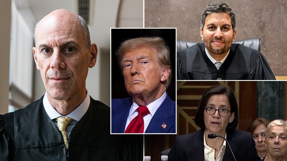Divided photo of Donald Trump and Judges Ali, Bouasberg, Reyes