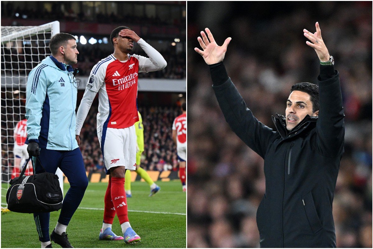 Gabriel Majalb and Michael Artita during Arsenal's victory over Fulham