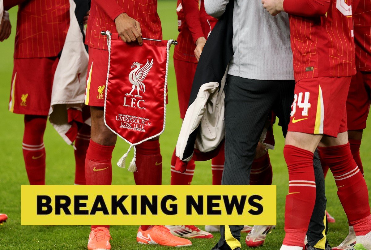 Liverpool players are lining up before the match against Lille in Anfield