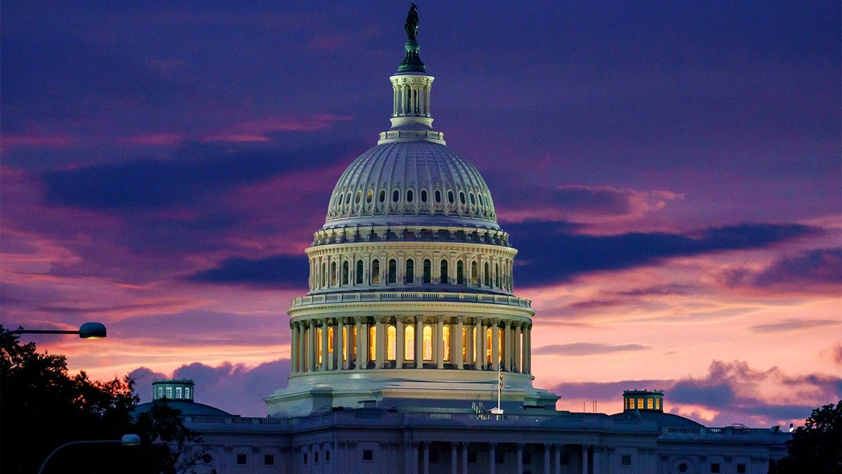 The United States Capitol in the twilight
