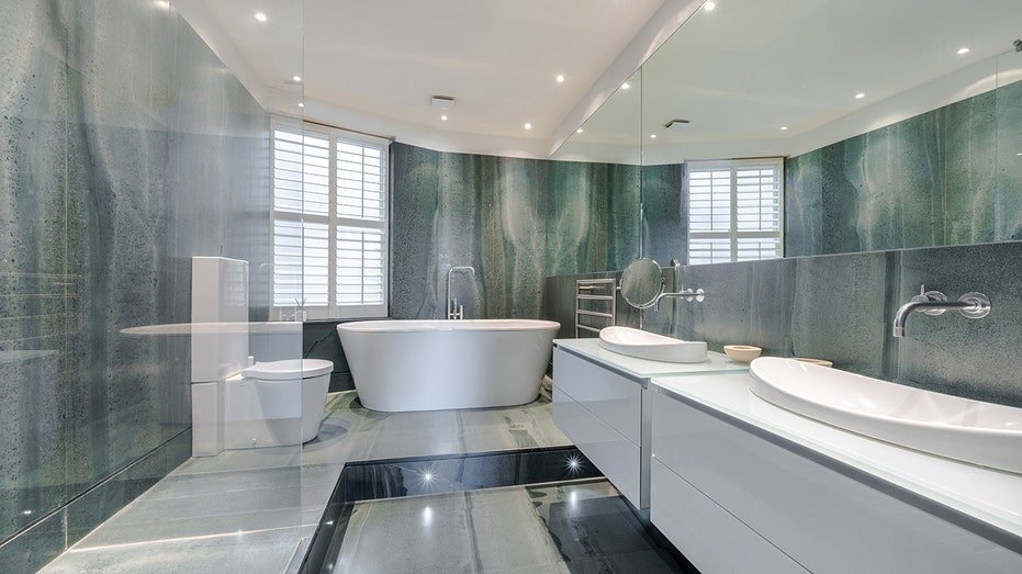 The inner bathroom is characterized by permanent shower, and the bathtub and its pelvis are located.