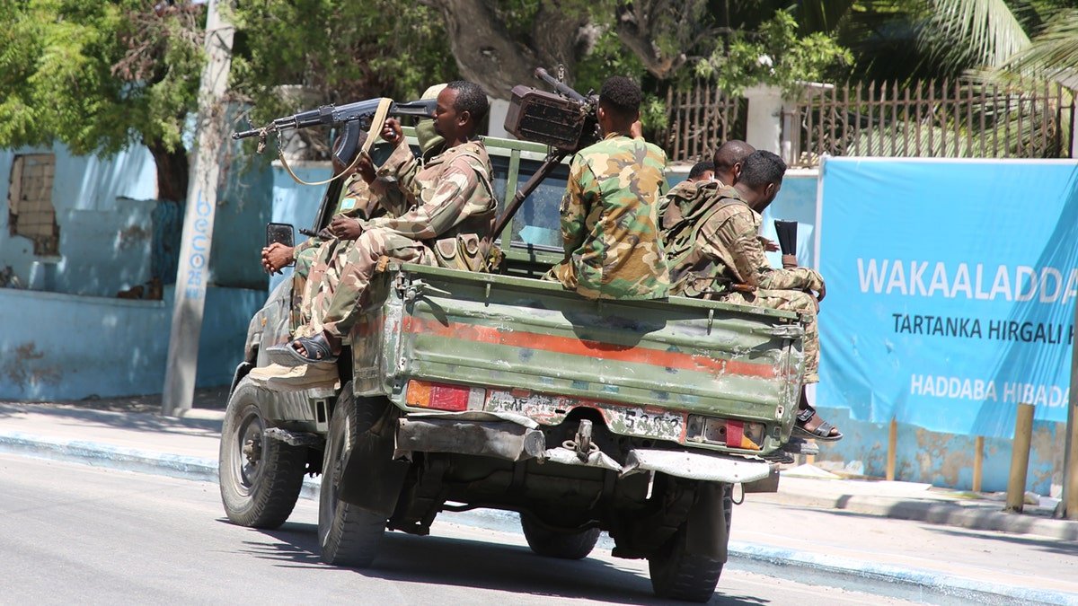 The Somali security forces are sent to the scene after the bomb and the armed attack
