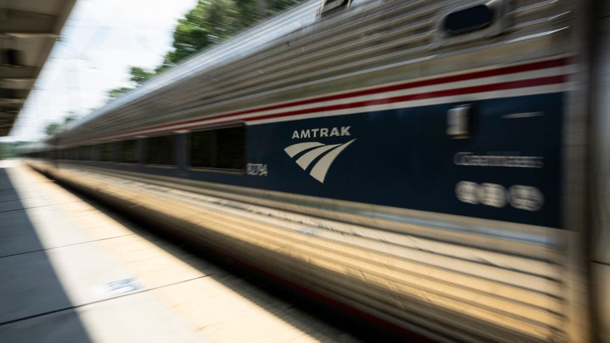 Amtrak train is moving