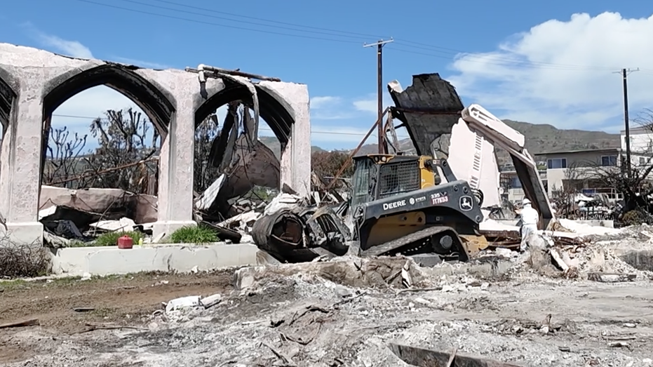 A church was burned in the fire.
