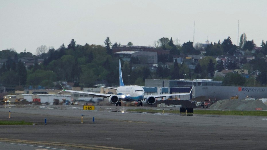 Boeing 737 maximum at the airport runway