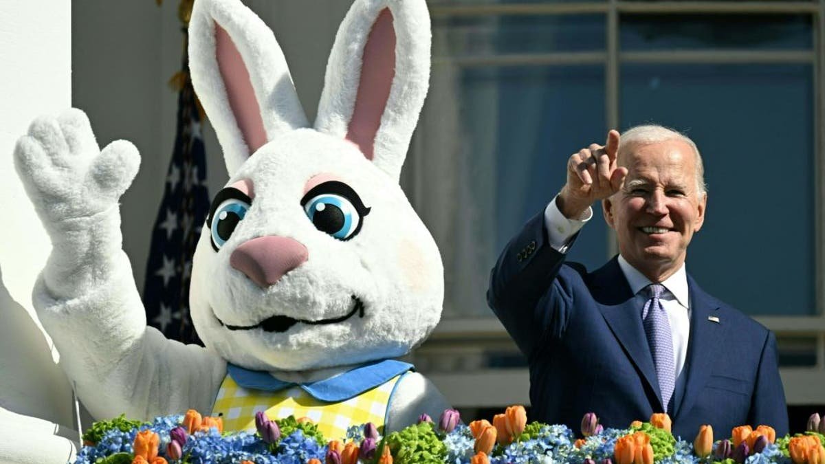 Biden and Easter Rabbit wave
