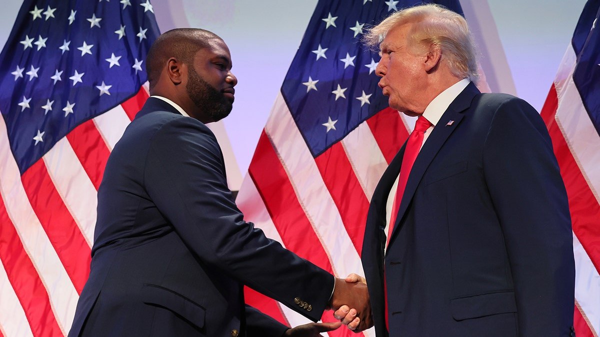 Representative Bayron Donalds and former President Donald Trump shook hands in 2023