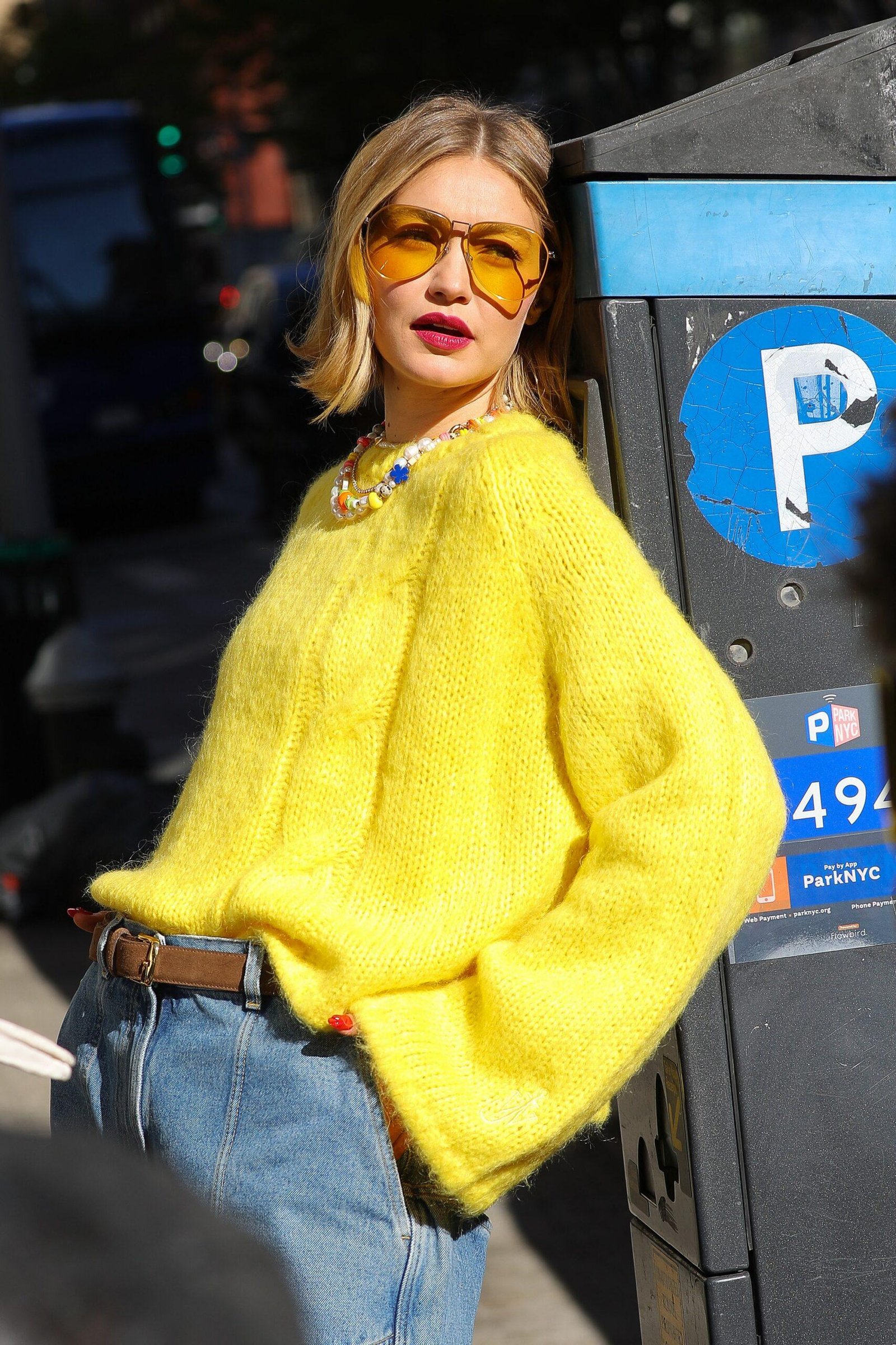 Gigi Hadid monitored a commercial operation for Cybelline in New York City