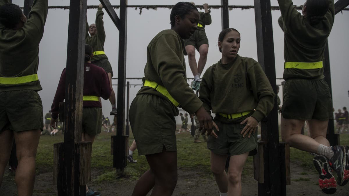 The recruits are fit in the early morning before dawn on February 21, 2019