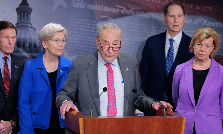 1745985396 Schumer Baldwin Blumenthal rail against Trumps 100 days in floor.png