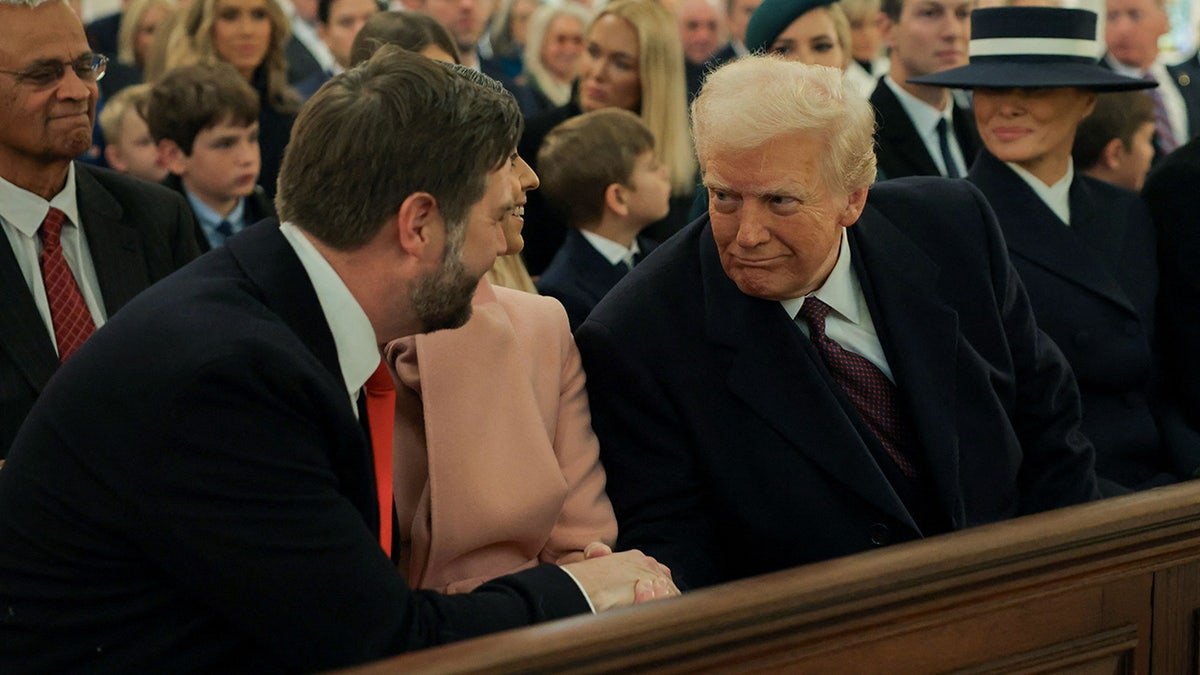 Donald Trump, President -elected Vice Vice President, is greeted while attending a service in the Church of St. John