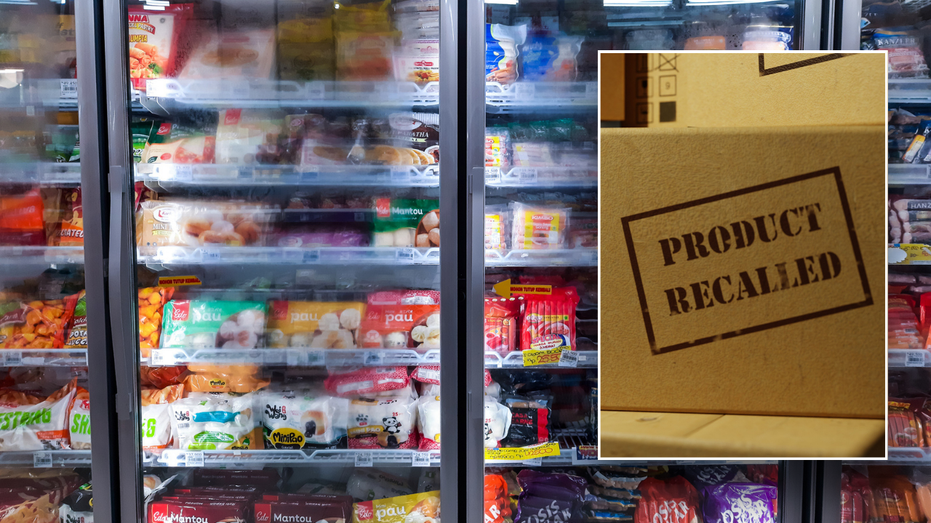 Divide a picture of the product calling logo with the frozen food corridor