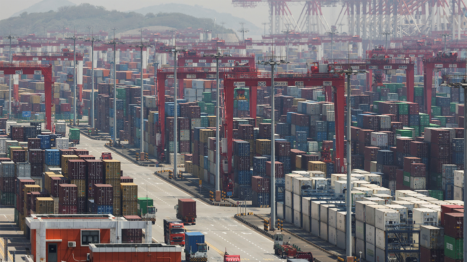 Shipping containers in Shanghai, China