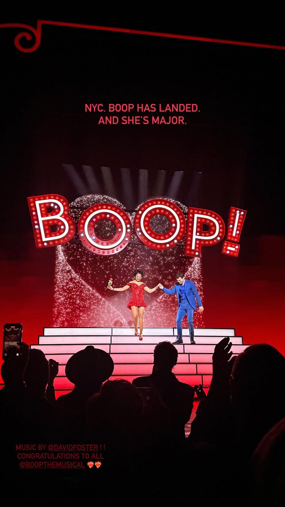 Gigi Hadid supports Father David Foster's husband at the opening of Boop Musical
