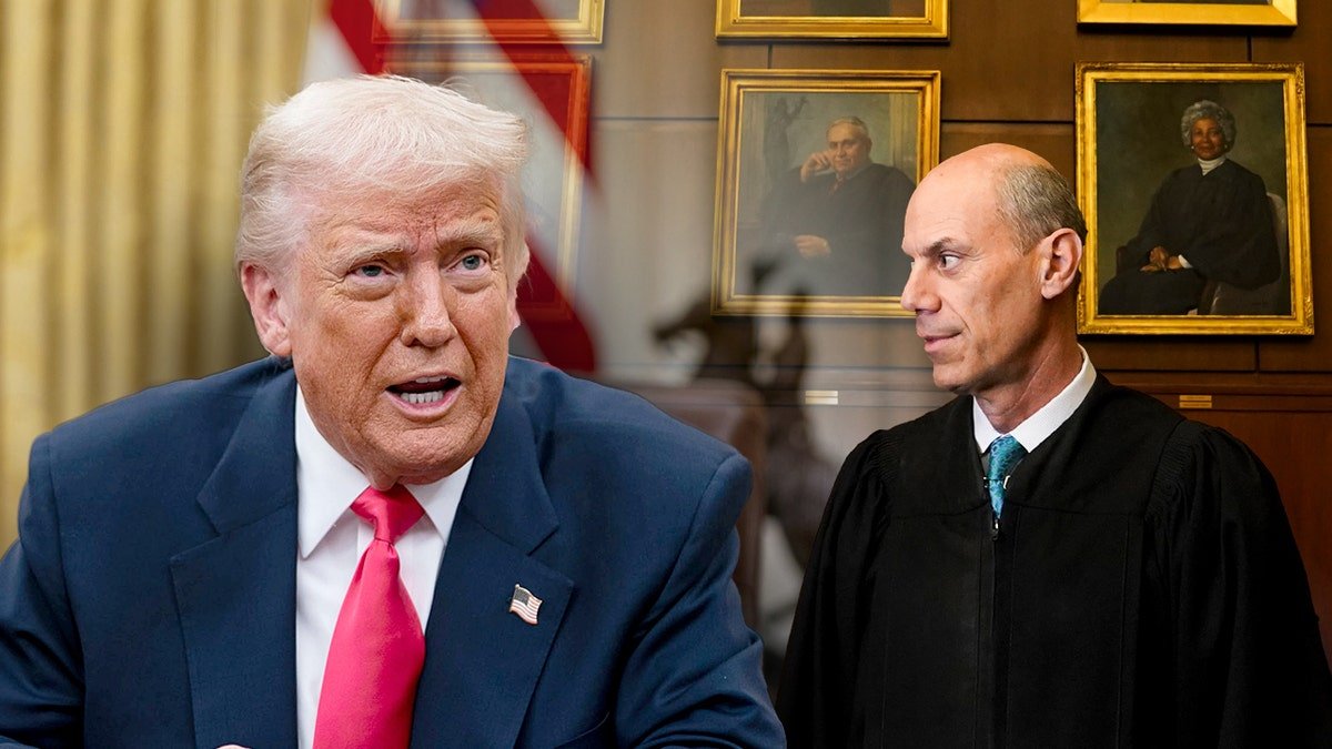 Trump and Judge Pasperg appear in this divided picture side by side.