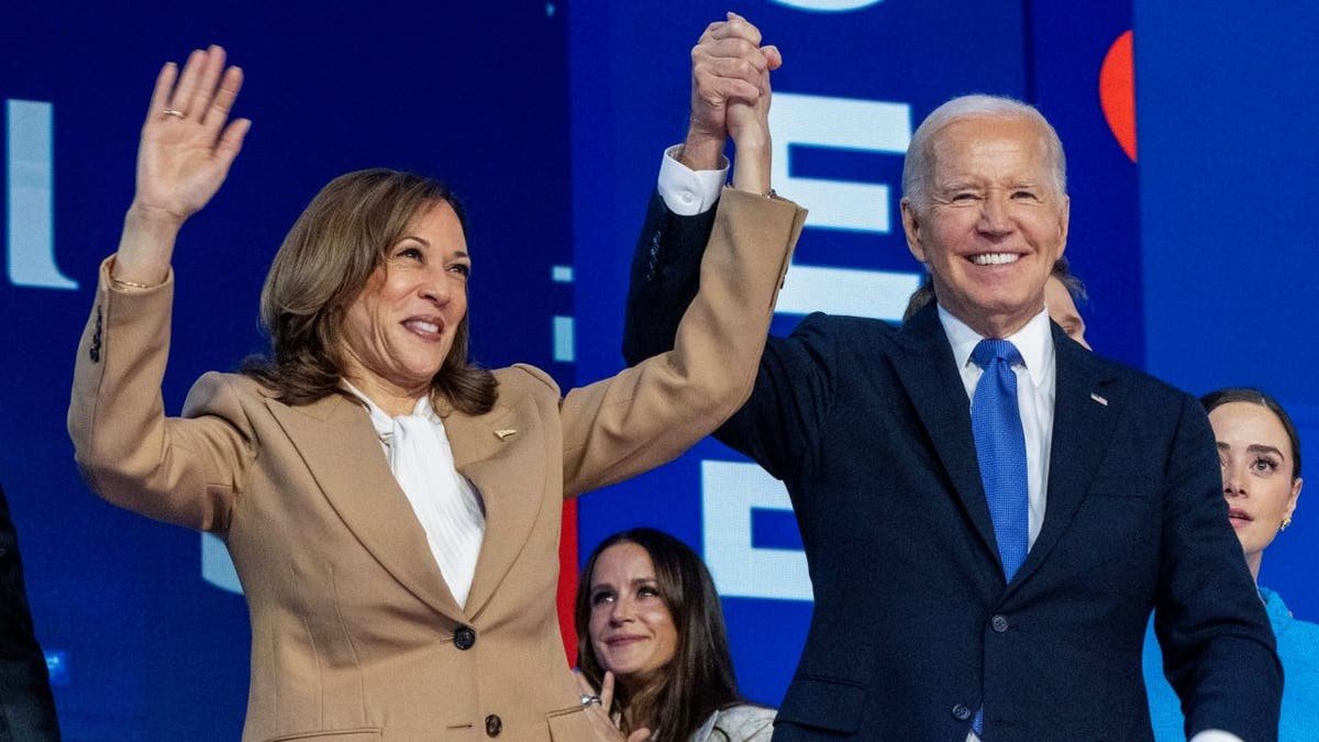 Baiden and Harris at the DNC stage