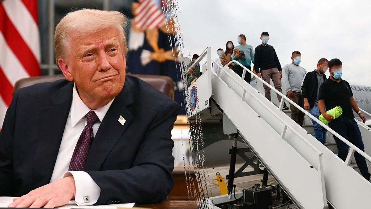 President Donald Trump and the migrants who were deported in Colombia