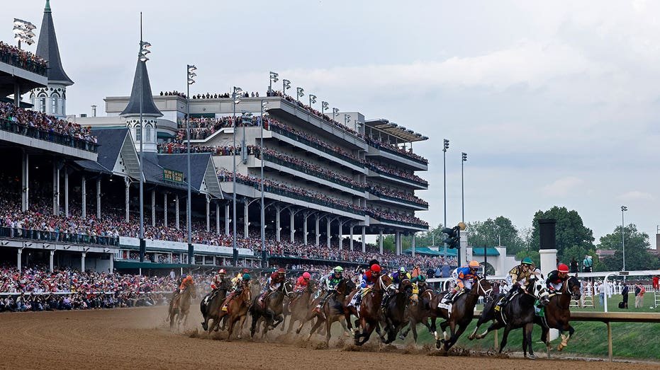 Louisville, KY - May 04: GENERAL View where the field wanders in the rotation of the Kentucky Deerby team 150 on May 04, 2024 in Churchill Downs in Luisville, Kentucky. (Photo by Joe Robbins/Sports icon via Getty Images)