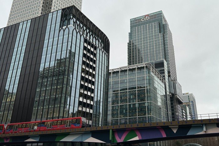 A general view of the Citibank Financial Corporation offices at Canary Wharf