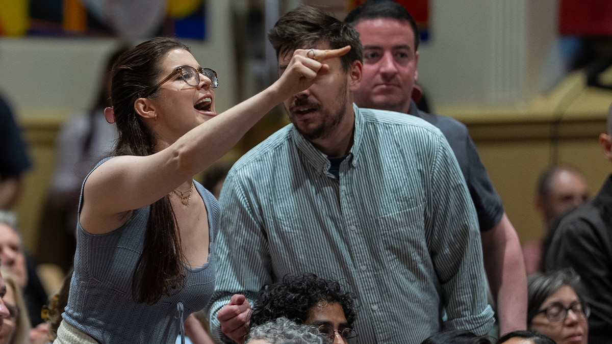 Deputy Alexandria Okasio Cortez holds the city hall in Queens, New York