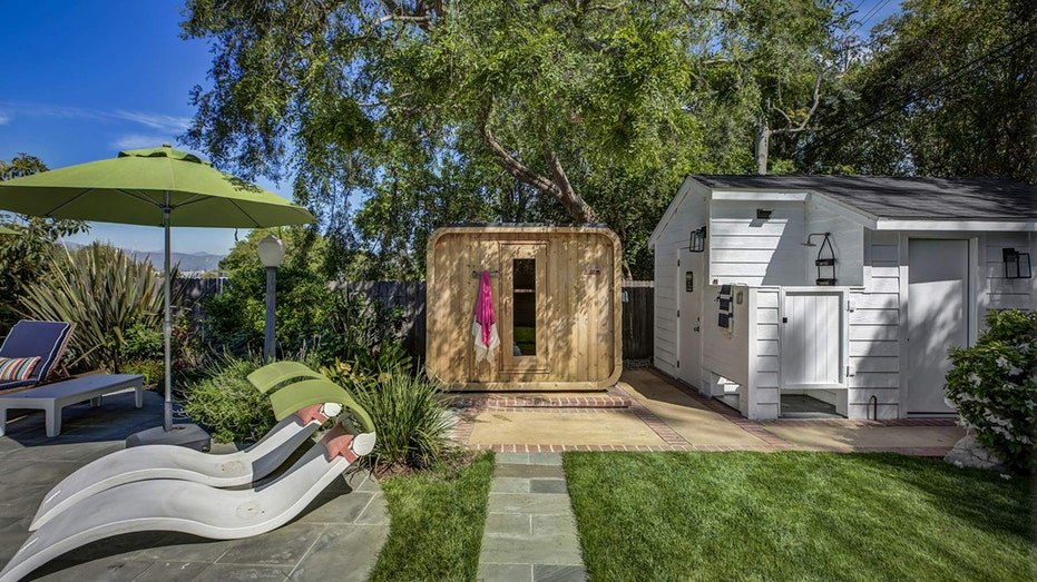 The backyard also features a sauna and a special outdoor shower.