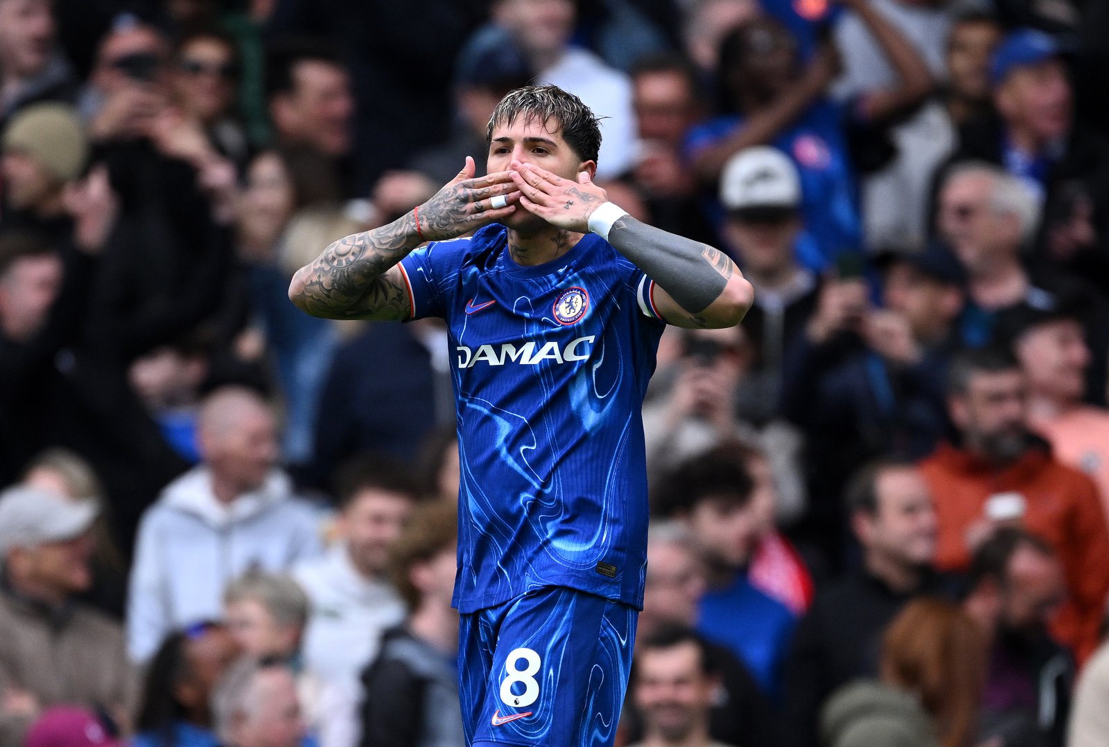 Inzo Fernandez from Chelsea celebrates registration against Liverpool