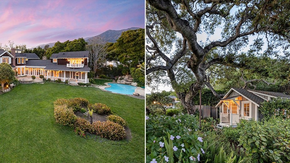 The backyard also includes a shed and swimming pool.