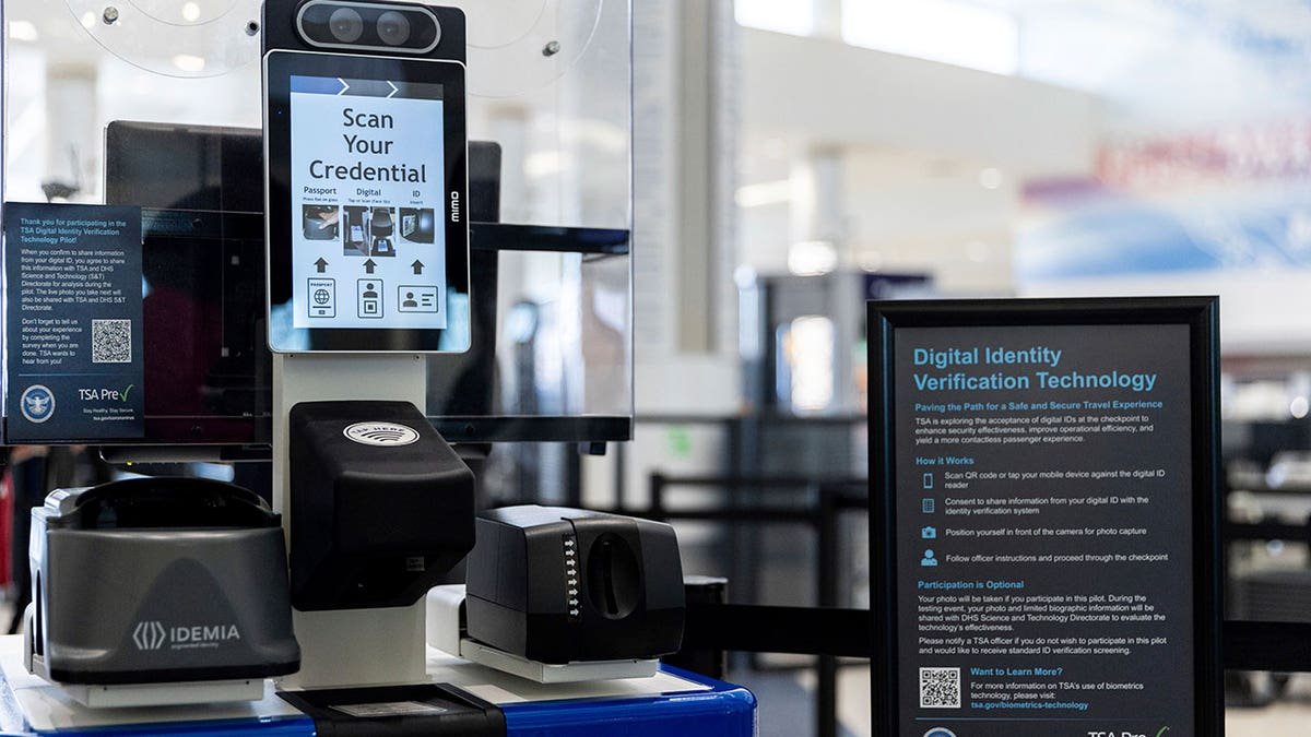 The new face recognition technology of the Transport Security Department is seen at the security checkpoint at the International Airport in Baltimore Washington Thurgood Marshall, April 26, 2023, in Glen Born, Maryland. The United States <a href=