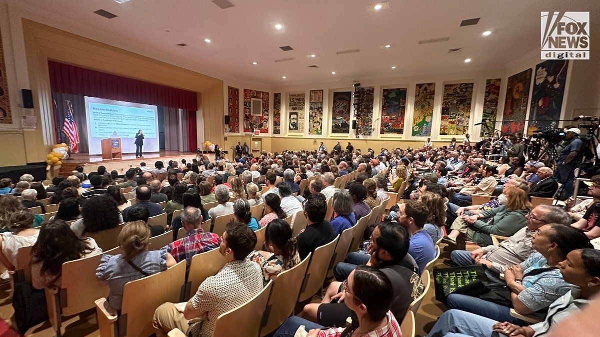 Alexandria town hall packed in Queens on May 2, 2025.