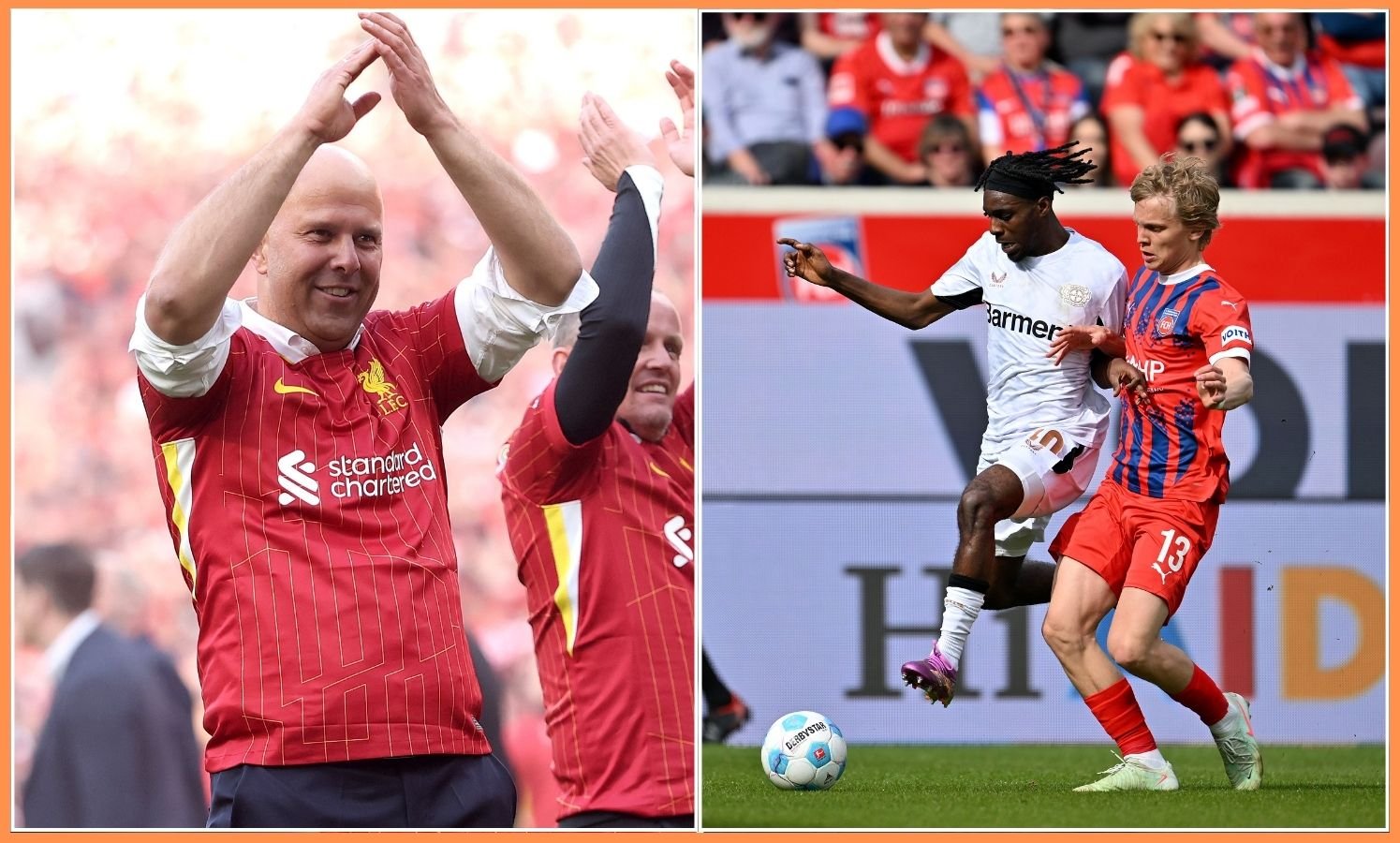 Arne Slot and Jeremie Frimpong