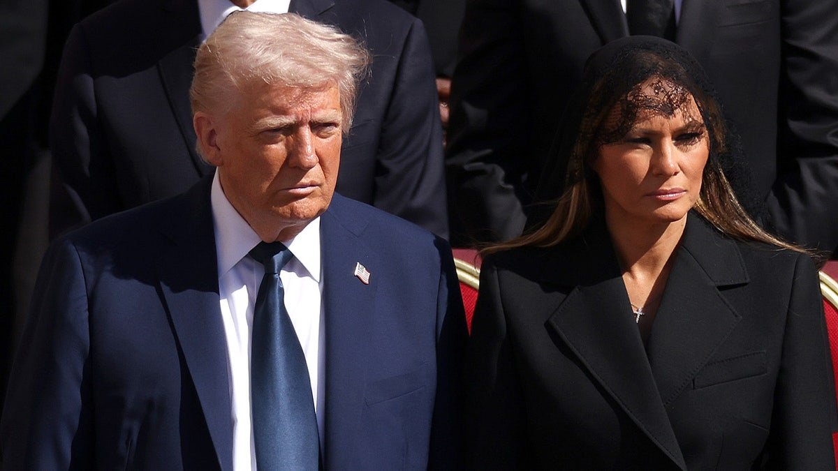 Donald and Melania Trump at the funeral of Pope Francis.