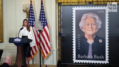 1746884156 Melania Trump unveils postage stamp at White House honoring Barbara.jpg