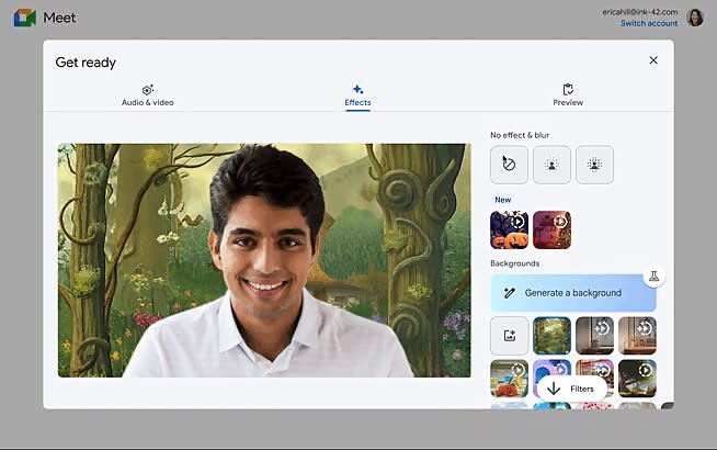 Get the background of artificial intelligence with Gemini in Google Meet.